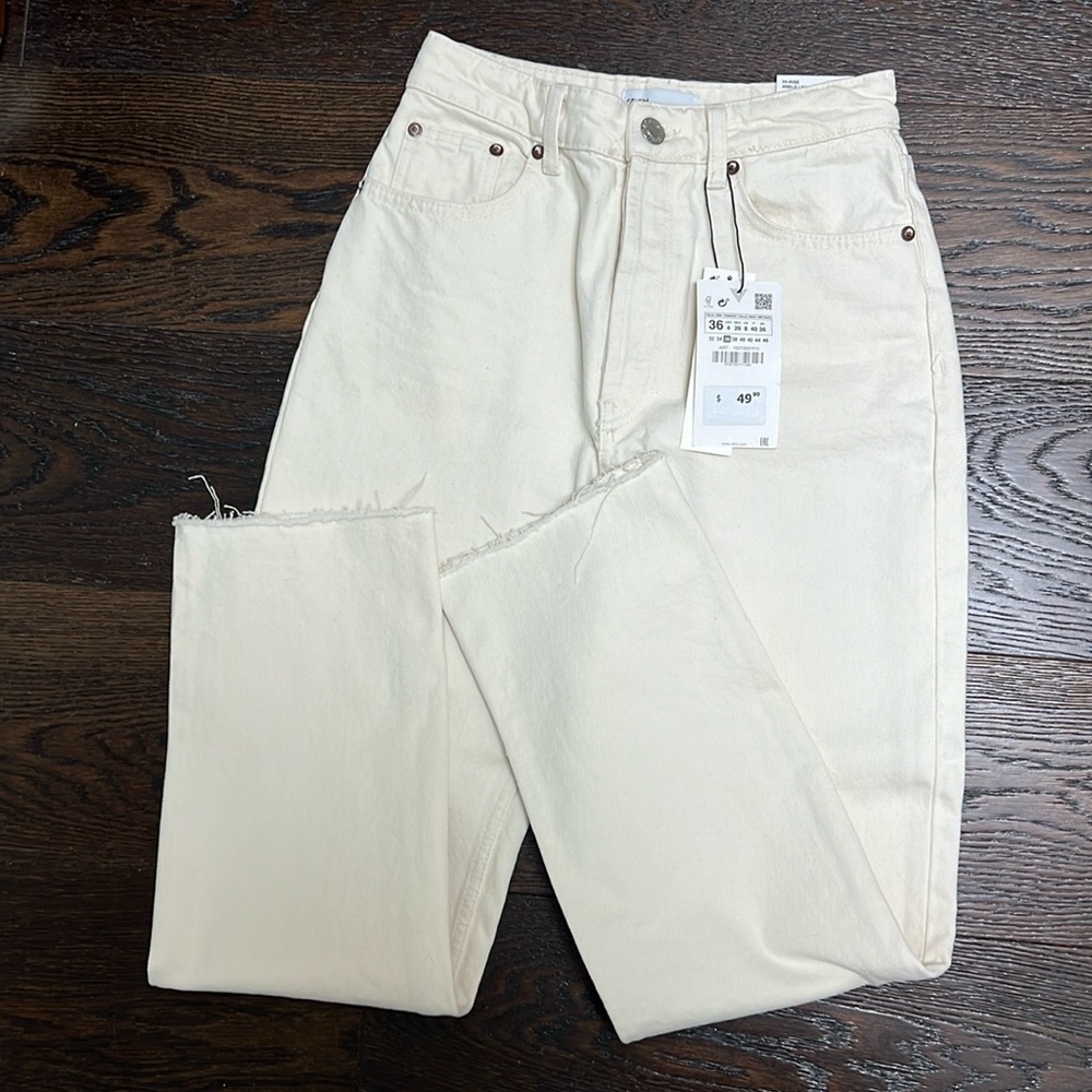 NWT Zara off white straight leg jeans